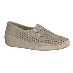 Slowlies 430 Seidengrau (grau) (beige) - Slipper mit Loser Einlage, Beige, Leder (Nubuk) von SLOWLIES