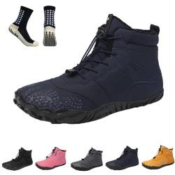 SLPB Winter Barfußschuhe Damen Herren Wasserdicht Traillaufschuhe wanderschuhe Zehenschuhe Hohe Warme und rutschfeste Stiefel (Blue-C,40) von SLPB