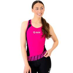 SLS3 Damen Triathlon Top Shirt Tri Jersey Tank Oberteil FX Solid | Designed by Athletes (Black/Bright Rose Stripes, Medium) von SLS3