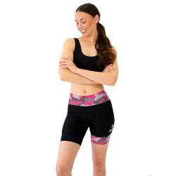SLS3 Triathlon Hose Damen | Tri Bike Shorts | Schwarz | Tri Short Frauen FRT Print | Designed by Athletes (Black/Sangria Camo, Large) von SLS3