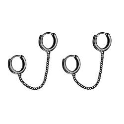 SLUYNZ 925 Sterling Silber Doppel Creolen Ohrringe Kette für Frauen Mädchen Doppelt Piercing Ohrringe Creolen Ohrringe von SLUYNZ