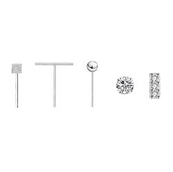 SLUYNZ 925 Sterling Silber Kleine CZ Knorpel Ohrringe Set für Frauen Mädchen Minimalistische Ohrstecker Tragus Post Pin Ball Ohrstecker Bar Ohrringe von SLUYNZ