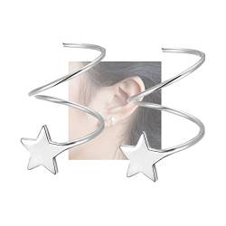 SLUYNZ 925 Sterling Silber Mode Ohrringe Stern Ohrringe für Frauen Mädchen Piercing Wickelohrringe… (A-Silver) von SLUYNZ