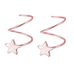 SLUYNZ 925 Sterling Silber Mode Ohrringe Stern Ohrringe für Frauen Mädchen Piercing Wickelohrringe… (B-Rose Gold Plated) von SLUYNZ
