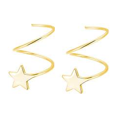 SLUYNZ 925 Sterling Silber Mode Ohrringe Stern Ohrringe für Frauen Mädchen Piercing Wickelohrringe… (C-Gold Plated) von SLUYNZ