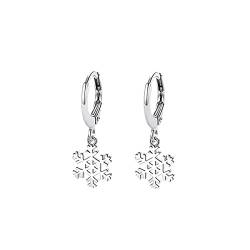 SLUYNZ 925 Sterling Silber Schneeflocke baumeln Ohrringe für Frauen Teenager Mädchen Schneeflocke Tropfen Hoop Ohrringe Winter Weihnachten Ohrringe von SLUYNZ