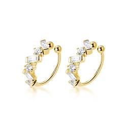 SLUYNZ 925 Sterling Silber kleine Ohrringe CZ Manschettenohrringe Creolen für Frauen Mädchen kleine Creolen ohne Piercing Knorpelohrringe Helix (Yellow) von SLUYNZ