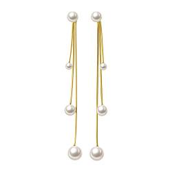 SLUYNZ Sterling Silber Perlen Ohrhänger Kette für Frauen jugendlich Mädchen Hochzeit Ohrhänger Lange Quaste von SLUYNZ