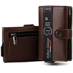SLim Brieftasche/Kreditkartenetui, braun, Con Zip, Modern von SLim