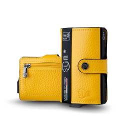 SLim Geldbörse für Herren & Damen Smart Wallet kartenetui mit Münzfach & RFID Schutz Portmonee Portemonnaie Made in Italy (Gelb, mit Münzfach) von SLim
