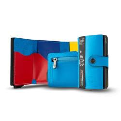 SLim Geldbörse für Herren & Damen Smart Wallet kartenetui mit Münzfach & RFID Schutz Portmonee Portemonnaie Made in Italy (Mehrfarbig Hellblau, mit Münzfach) von SLim