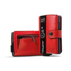 SLim Geldbörse für Herren & Damen Smart Wallet kartenetui mit Münzfach & RFID Schutz Portmonee Portemonnaie Made in Italy (Rot, mit Münzfach) von SLim