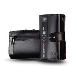 SLim Geldbörse für Herren & Damen Smart Wallet kartenetui mit Münzfach & RFID Schutz Portmonee Portemonnaie Made in Italy (Schwarz-rote Naht, mit Münzfach) von SLim