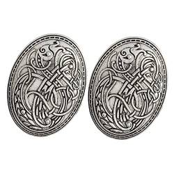 2x Nordisch Mittelalterliches Wikinger Schild Symbol Brosche Oval Schal Pullover Pin Silber von SM SunniMix