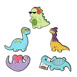 SunniMix 5Pcs Nette Dinosaurier Emaille Anstecknadeln Sets Cartoon Tier Broschen Neuheit Pin Abzeichen Geschenk Kleidung Rucksäcke Jacken, Dinosaurier von SM SunniMix