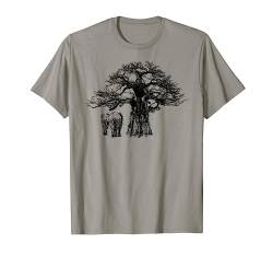 Baobab Artwork, Baobab Baum und Elefanten T-Shirt von SM's Wild for Africa Apparel