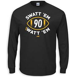 Swatt 'Em and Watt 'Em T-Shirt für Pittsburgh Fußballfans (SM-5XL), Schwarzes Langarmshirt, Medium von SMACK APPAREL TALKIN' THE TALK