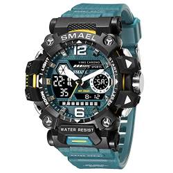 SMAEL Herren Militär Armbanduhr Outdoor LED Digital Armbanduhr Wasserdicht Taktische Armee Handgelenk Sport Uhren für Herren Hellgrün 8072, lichtgrün von SMAEL