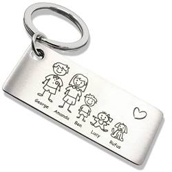 SMARTEON Schlüsselanhänger mit Gravur Familie | Anhänger mit Namen der Kinder, Enkelkinder, Familienname | Schlüsselanhänger personalisiert | Personalisierte Geschenke | Familien-Geschenk von SMARTEON