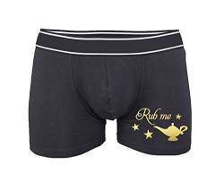 SMARTYPANTS Rub Me Herren-Boxershorts, witziges Genie-Design, Valentinstagsgeschenk Gr. XL, Black Prime von SMARTYPANTS