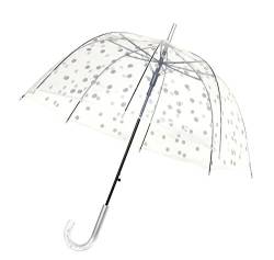 SMARTBULLE Langer Regenschirm Transparent - Glockenform; Stabil; Automatische Öffnung; Durchmesser=85cm; Transparenter Griff; Damenregenschirm; Motiv SILBERPFOTEN. von SMATI