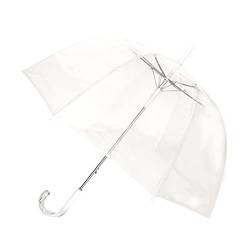 SMARTBULLE Regenschirm Lang Transparent - Glockenform; Solide; Automatische Öffnung; Durchmesser=85cm; Transparenter Griff; Damenregenschirm; Weisse Umrandung. von SMATI