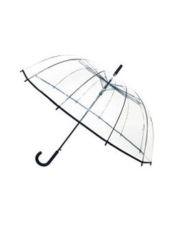 SMATI Großer langer Regenschirm Transparent - Windbeständig; 12 Stäbchen; Durchmesser=102cm; Automatische Öffnung; Gemischter Regenschirm; Farbe SCHWARZ umrandet. von SMATI