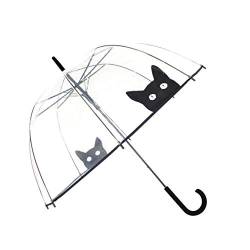 SMATI transparenter Regenschirm Damen Automatik-Stockschirm Glockenform mit Katze – Winddicht – Vogelkäfig Dome Siehe durch (Katze) von SMATI