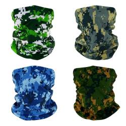 SMEHCF 4 Mehrzweck Bandanas für Damen Herren Stirnband Sturmhaube Haar Kopftuch Gesicht Halbmaske Halsmanschetten atmungsaktiv wiederverwendbar waschbar Marsh Forest Ocean Digital Camo Camouflage von SMEHCF