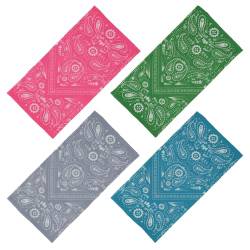 SMEHCF 4 Mehrzweck Bandanas für Damen Herren Stirnband Sturmhaube Haar Kopftuch Gesicht Halbmaske Halsmanschetten atmungsaktiv wiederverwendbar waschbar rosa grau grün blau Cashew Blume von SMEHCF