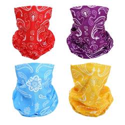 SMEHCF 4 Multifunktionstuch Gesichtsmaske Motorradmaske Sportmaske Sturmmaske Maske Halsmanschette Schal Bandana für Damen Herren Blau Gelb Rot Konjak Blume von SMEHCF