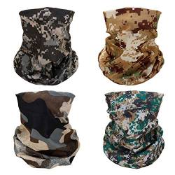 SMEHCF 4 Multifunktionstuch Gesichtsmaske Motorradmaske Sportmaske Sturmmaske Maske Halsmanschette Schal Bandana für Damen Herren Wald Stadt Wüste Digitale Tarnung Camo Camouflage von SMEHCF