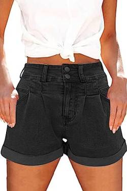 SMENG Kurze Hose Damen Jeans Casual Denim Shorts Sommer Hosen Mode Sommerhose Damen Shorts Jeans Hotpants Schwarz XL von SMENG