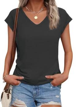 SMENG Oberteile Damen Baumwoll Tshirt Langarmshirt v-Ausschnitt Sport Tops locker Women's t-Shirts Fashion Coole shirtblusen Langarmshirts für Damen Schwarz XL von SMENG