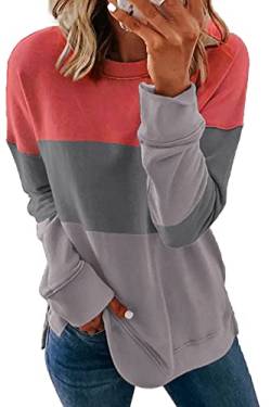 SMENG Pullover Damen Gemütliches Sweatshirt für Frauen Camping Pullover mit Rundhalsausschnitt Casual Workout Pullover Tops Grau M von SMENG