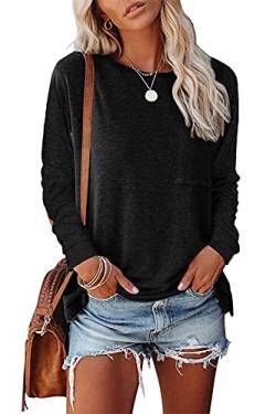 SMENG Tshirt Damen Langarm Damen Bekleidung Damen Pullover Winter Sale Damen Tshirt Langarm Longpullover für Damen Shirt Schwarz XL von SMENG