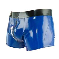 Herren Blau Latex Shorts Slip Latex Boxershorts Höschen Latex Unterwäsche Unterhose Kurze Hose (S) von SMGZC