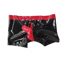 Herren Latex Shorts Slip Latex Boxershorts Latex Höschen Latex Unterwäsche Unterhose Kurze Hose (2XL) von SMGZC