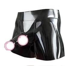 Herren Schwarz Latex Shorts Slip Latex Boxershorts,Latex Höschen Latex Unterwäsche Unterhose Kurze Hose (XL) von SMGZC