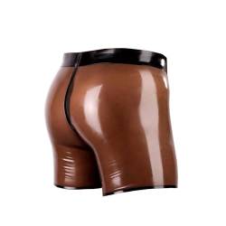 Männer Transparent Schwarz Latex Shorts Slips Latex Boxershorts Latex Unterwäsche Unterhose Kurze Hose (2XL) von SMGZC