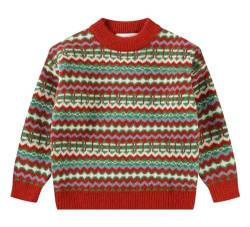 SMILING PINKER Jungen Weihnachtspullover Weihnachtsmann Schneemann Rentier Dicker Strickpullover Kinder Herbst Winter Pulli(Rot und Grün,6 Jahre) von SMILING PINKER