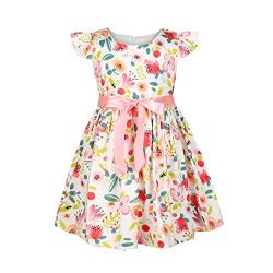 SMILING PINKER Mädchen Kleid Baumwolle Blume Sommer Party Mädchenkleider (3-4 Jahre, Pinke Blume) von SMILING PINKER