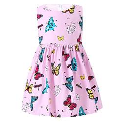 SMILING PINKER Mädchen Kleid Baumwolle Schmetterling Trägerkleid Sommer Party Kleider (6-7 Jahre, Rosa) von SMILING PINKER