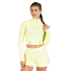 SMILODOX Damen Crop Jacke Fastlane geeignet für Training, Gym, Outdoor tätigkeiten, Größe:XS, Color:Lime von SMILODOX