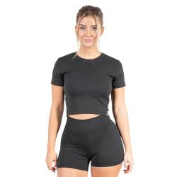SMILODOX Damen Crop T-Shirt Advance Pro - Regular Fit Kurzarm Oberteil mit Rundhals, Größe:XS, Color:Schwarz von SMILODOX