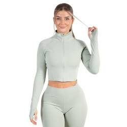 SMILODOX Damen Crop Trainingsjacke Advance Pro - Perfekt geeignet für Sport, Gym, Laufen und Freizeit, Größe:S, Color:Grün von SMILODOX
