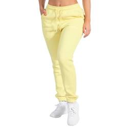 SMILODOX Damen Jogginghose Cassandra - Lange Hose im Regular fit mit hohem Bund und Tunnelzug, Größe:M, Color:Gelb von SMILODOX