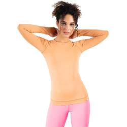 SMILODOX Damen Longsleeve Lorie - Shaped Fit Langarm Oberteil mit Rundhals, Größe:M, Color:Braun von SMILODOX