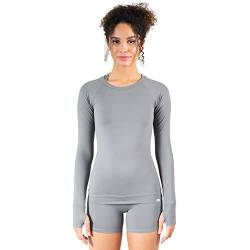 SMILODOX Damen Longsleeve Lorie - Shaped Fit Langarm Oberteil mit Rundhals, Größe:S, Color:Dunkelgrau von SMILODOX