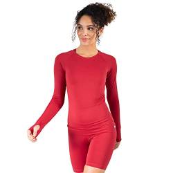 SMILODOX Damen Longsleeve Lorie - Shaped Fit Langarm Oberteil mit Rundhals, Größe:XL, Color:Rot von SMILODOX